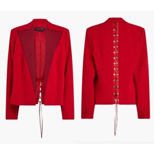 NWT Marina Rinaldi Red Lace Up Chiaro Blazer Jacket size 20/FR 54